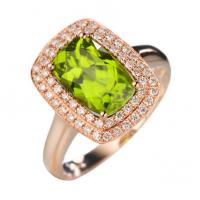 Zářivý zásnubní prsten s olivínem a diamanty Durene
