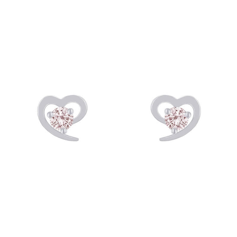 Eppi Stříbrné náušnice ve tvaru srdce s morganity Erlea E40181