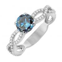 Romantický zásnubní prsten s modrým diamantem Ganendra