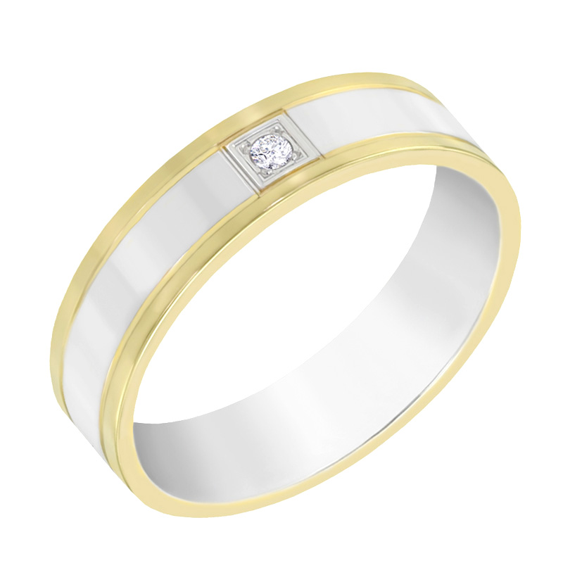Dvojbarevný dámský prsten s diamantem 60586