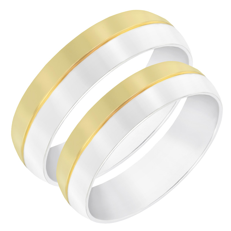 Půlkulaté snubní prsteny z kombinovaného zlata Amann