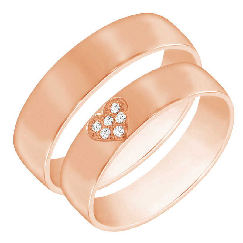 Komfortní snubní prsteny s diamantovým srdcem 60806