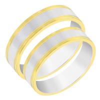 Ploché dvoubarevné snubní prsteny ze zlata Mayne
