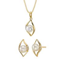 Zlatá kolekce šperků s bílými perlami a zirkony Medea