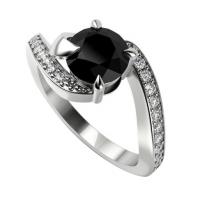 Zásnubní platinový prsten s černým a bílými diamanty Ruth