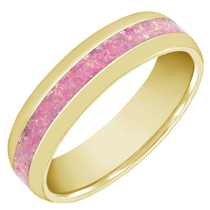 Pánský prsten s růžovou opálovou výplní