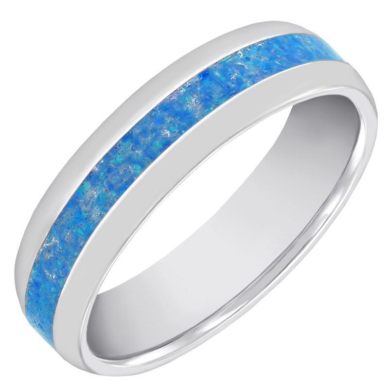 Pánský prsten s modrou opálovou výplní 63196