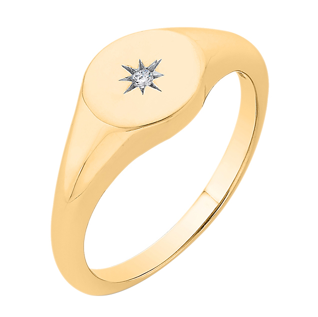 Zlatý pečetní prsten s hvězdou diamantem
