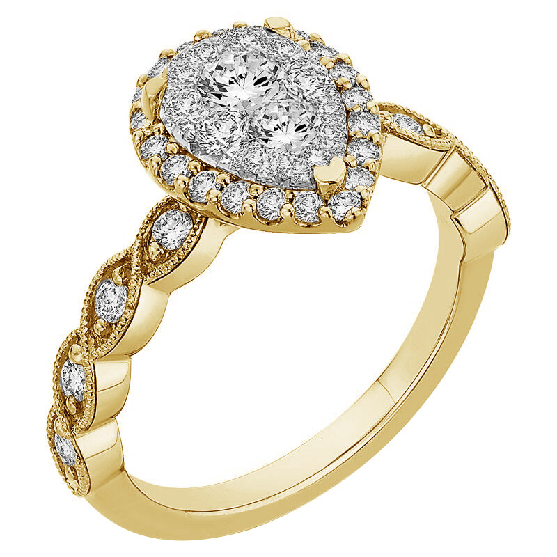 Zlatý zásnubní prsten s diamanty 74676
