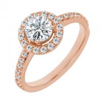 Zlatý halo zásnubní prsten s lab-grown diamanty Kerau