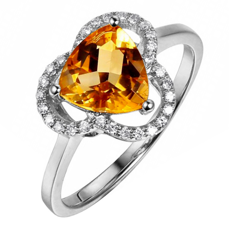 Citrínový prsten z bílého zlata