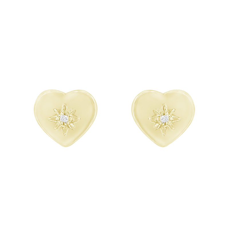 Stříbrné srdcové náušnice s diamanty Petunia
