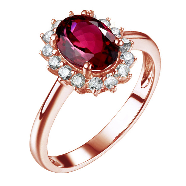 Turmalínový prsten s diamanty zlatý 83556
