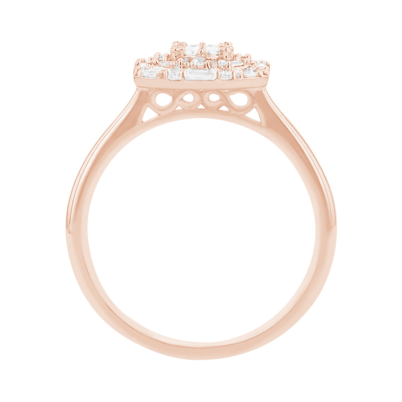 Halo prsten plný diamantů z růžového zlata
