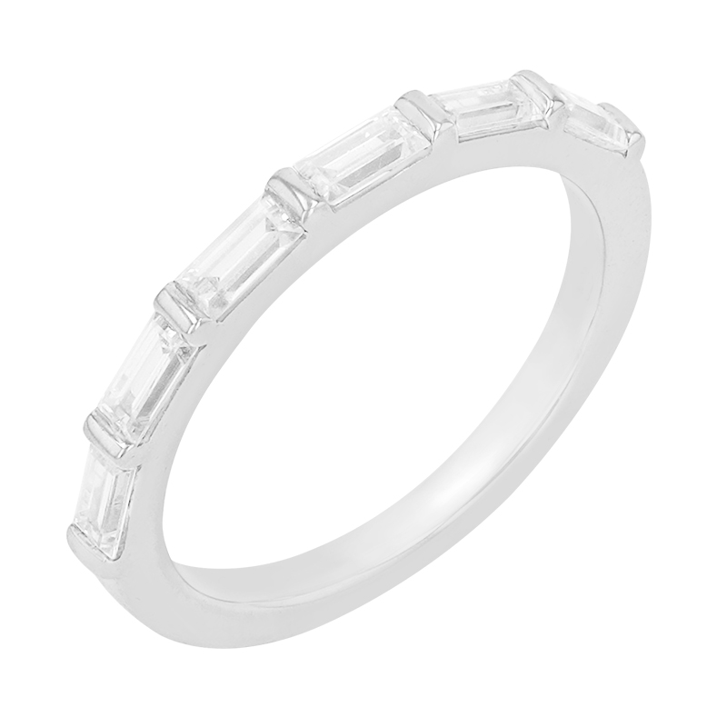 Elegantní prsten s baguette diamanty ze zlata 84316
