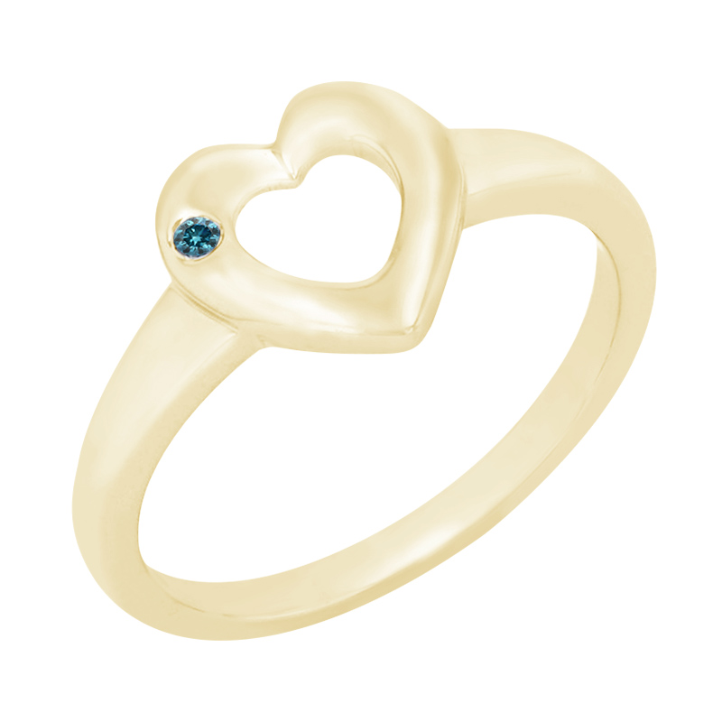 Srdcový prsten s modrým diamantem