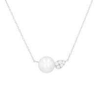 Elegantní náhrdelník s perlou a diamanty ve tvaru lístečku Deonne