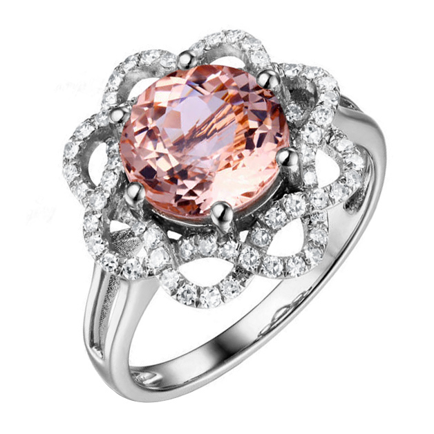 Zlatý prsten s morganitem a diamanty Mahati