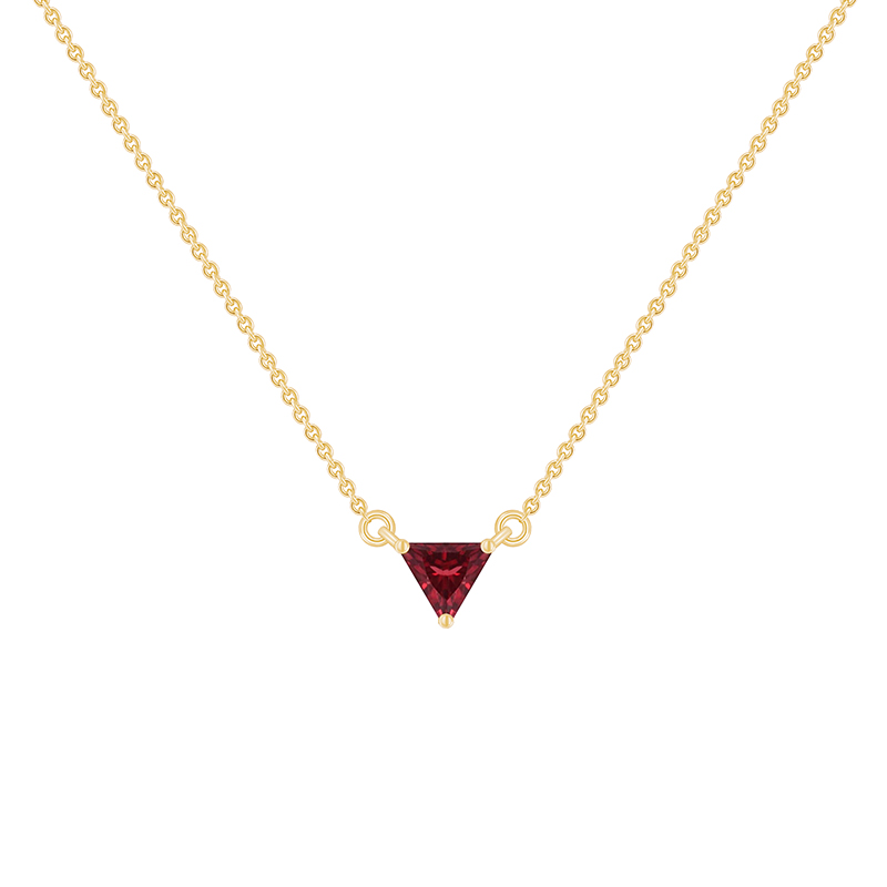 Minimalistický náhrdelník s granátem ze žlutého zlata 89076