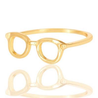 Originální pozlacený prsten ve tvaru brýlí Uma
