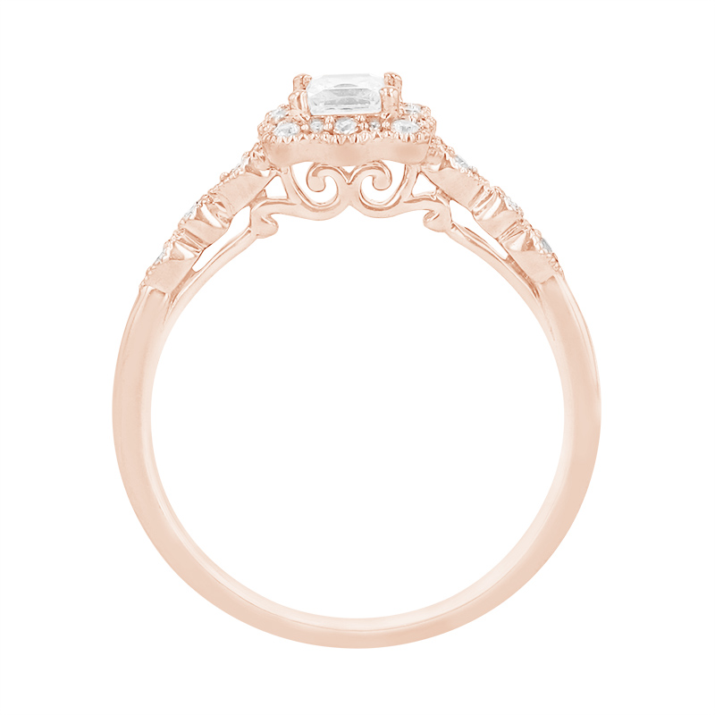 prsten s třpytivými diamanty z růžového zlata 91546