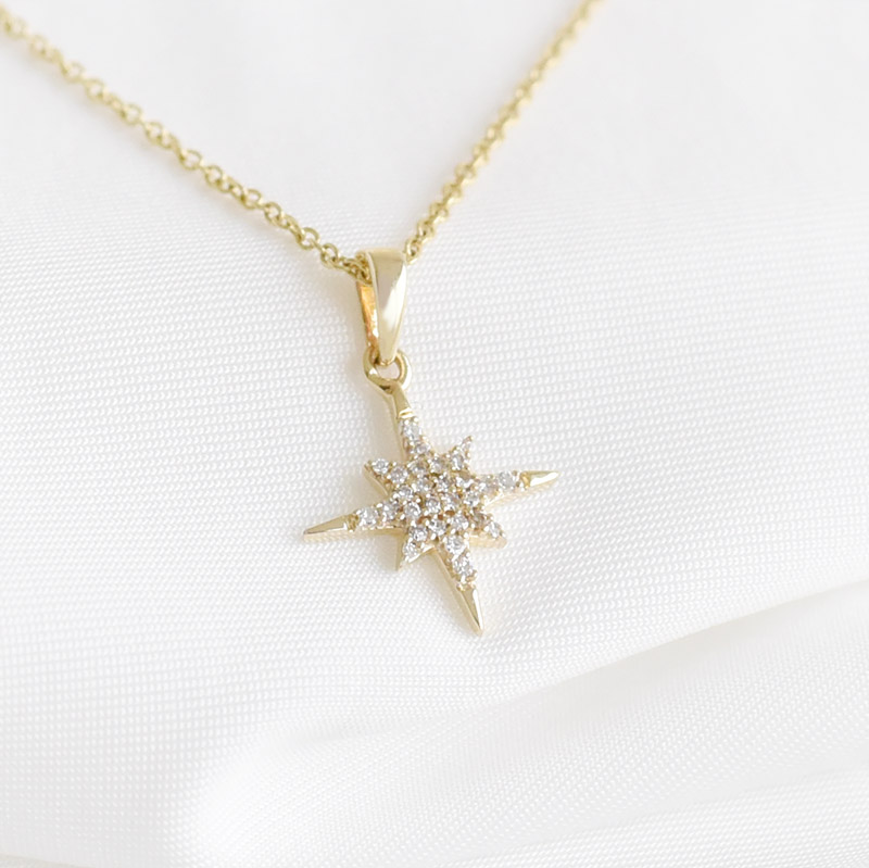 Diamantový zlatý náhrdelník s hvězdou 93116