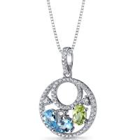 Stříbrný náhrdelník s topazy a olivíny Olvia