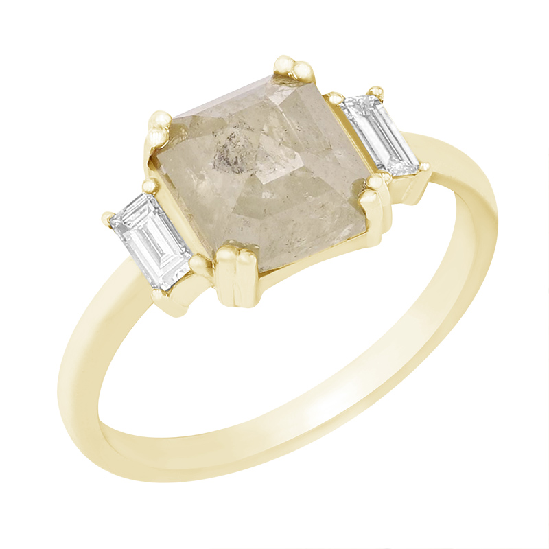 Zlatý prsten se žlutým salt and pepper diamantem Yasmin