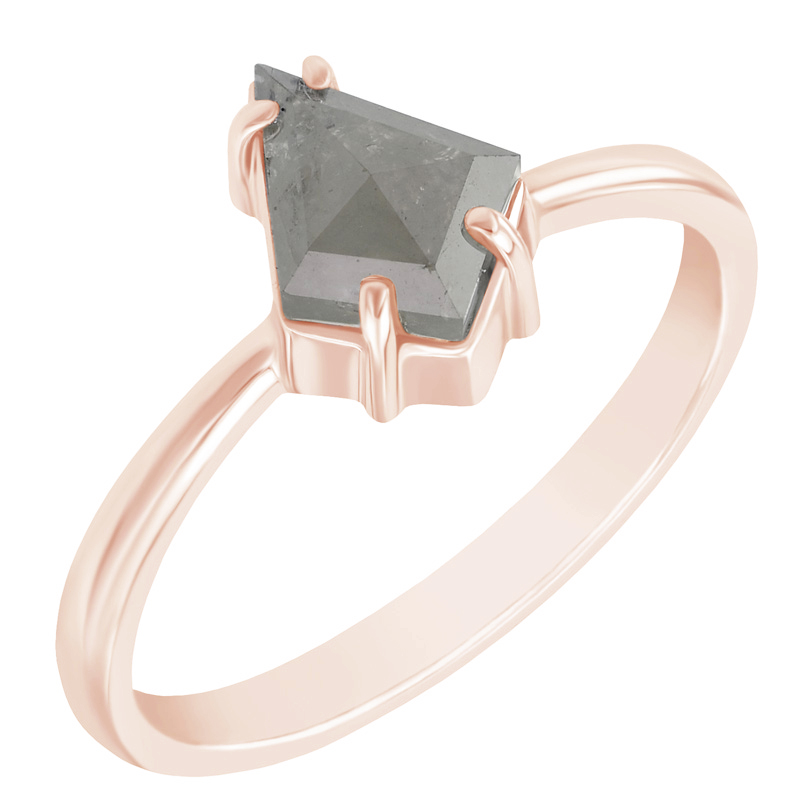 Zlatý prsten s šedým atypickým diamantem Evelina 97456