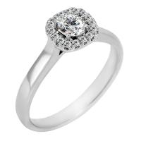 Zásnubní prsten v halo stylu s moissanitem a diamanty Reley