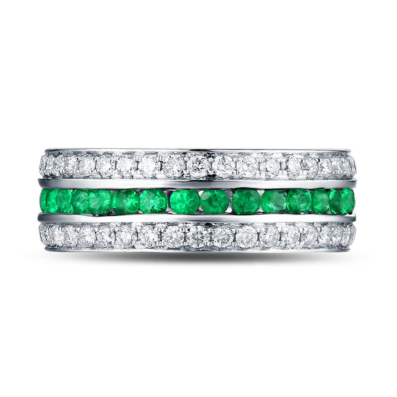 Prsten se smaragdy a diamanty 10087