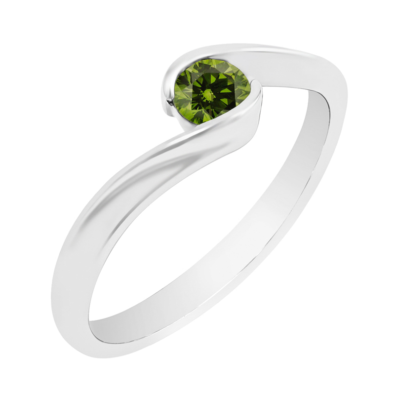 Zlatý zásnubní prsten se zeleným diamantem Sauge 101697