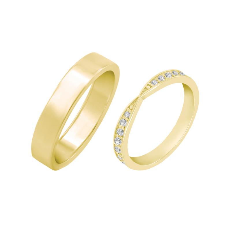 Eternity prsten s lab-grown diamanty a pánský plochý prsten Turpein 101907