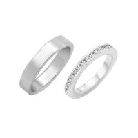 Eternity prsten s lab-grown diamanty a plochý snubní prsten Brilly