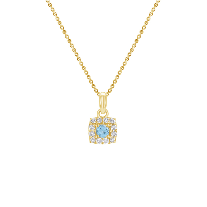 Stříbrný akvamarínový náhrdelník s lab-grown diamanty Cooley 104267