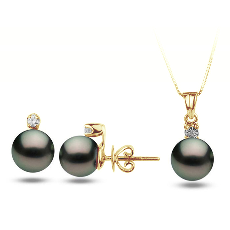 Zlatá elegantní perlová kolekce s diamanty Emelda