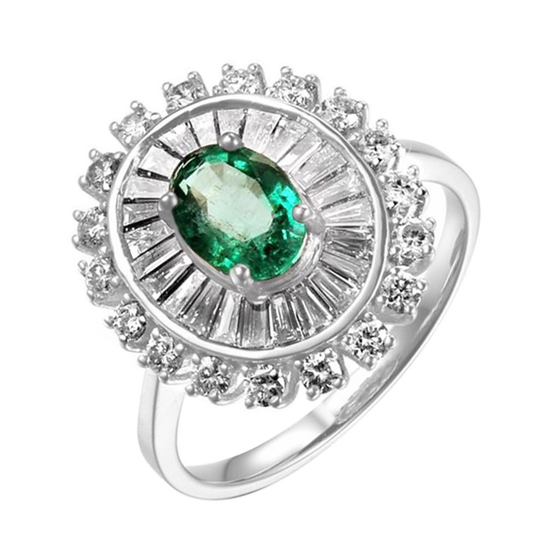Smaragd ve zlatém prstenu s diamanty Laddu