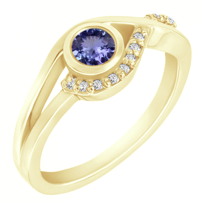 Zásnubní prsten s tanzanitem a diamanty Milia 104417
