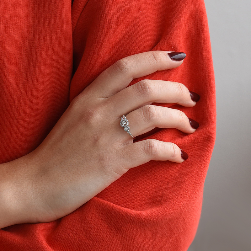 Stříbrný halo prsten s lab-grown diamanty Avila 104707