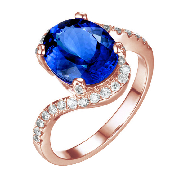 Zlatý prsten s tanzanitem a diamanty Ayushi 104817