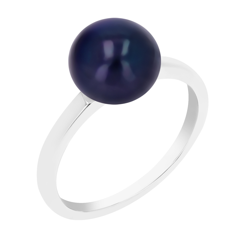 Stříbrný prsten s černou perlou Eleanor