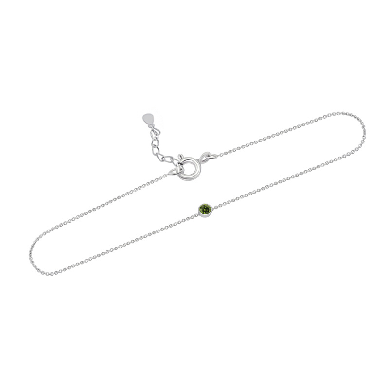 Stříbrný minimalistický náramek se zeleným diamantem Bonato 104967
