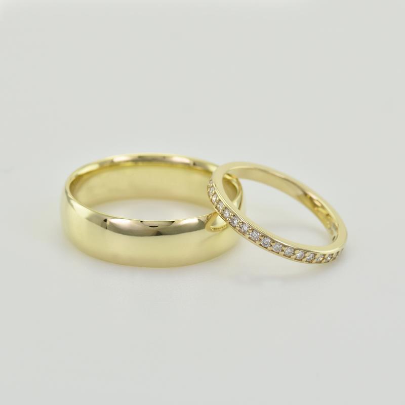 Dámský eternity prsten s moissanity a komfortní pánský prsten Mewya 105297