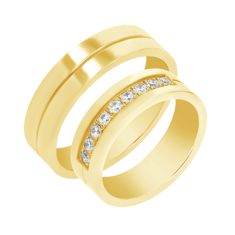 Zlaté svatební prsteny s diamanty Luky 105507