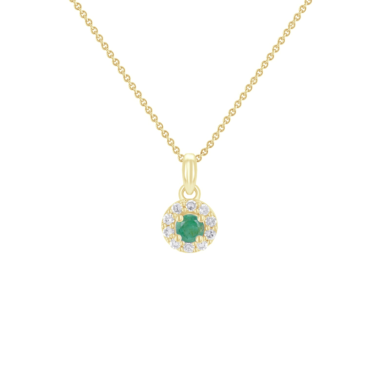 Smaragdový halo náhrdelník s diamanty Florrie 106667
