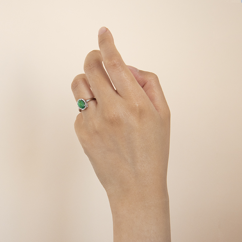 Smaragdový prsten s diamanty Arya 108307