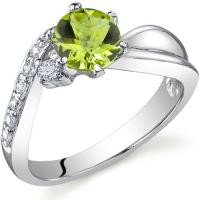 Stříbrný prsten s olivínem a zirkony Dea