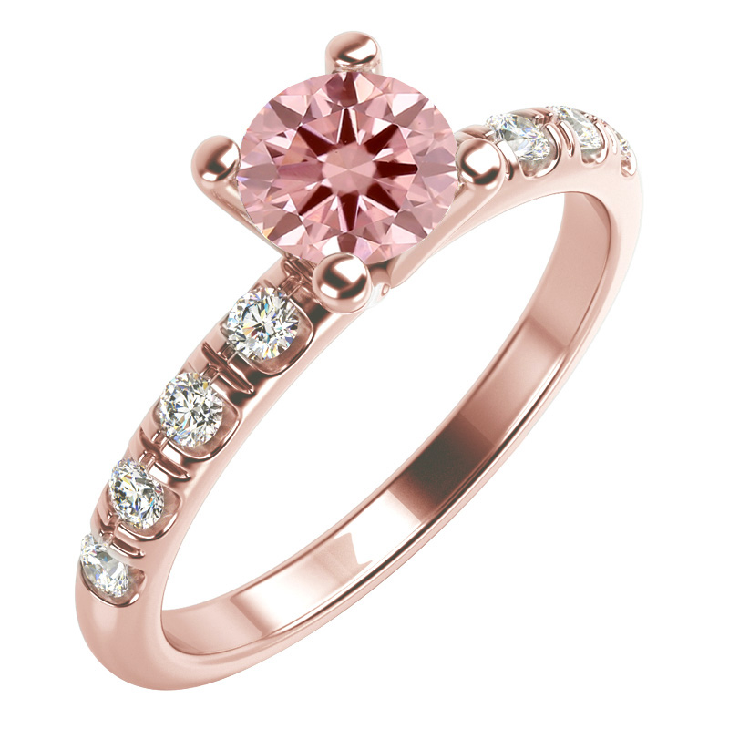 Zásnubní prsten s certifikovaným fancy pink lab-grown diamantem Megha 113717