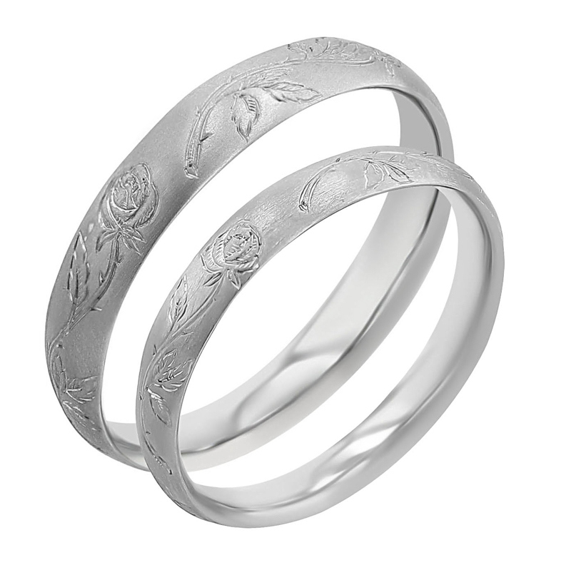 Snubní prsteny s ruční rytinou růží Danni 116937
