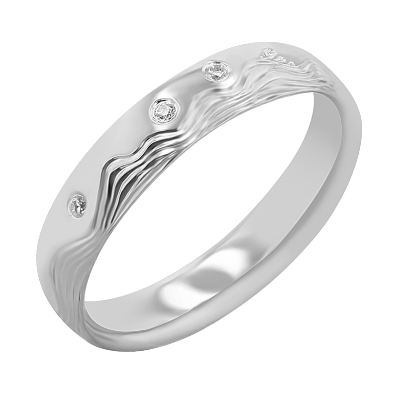 Snubní prsteny s ruční rytinou vln a diamanty Laurien 117247